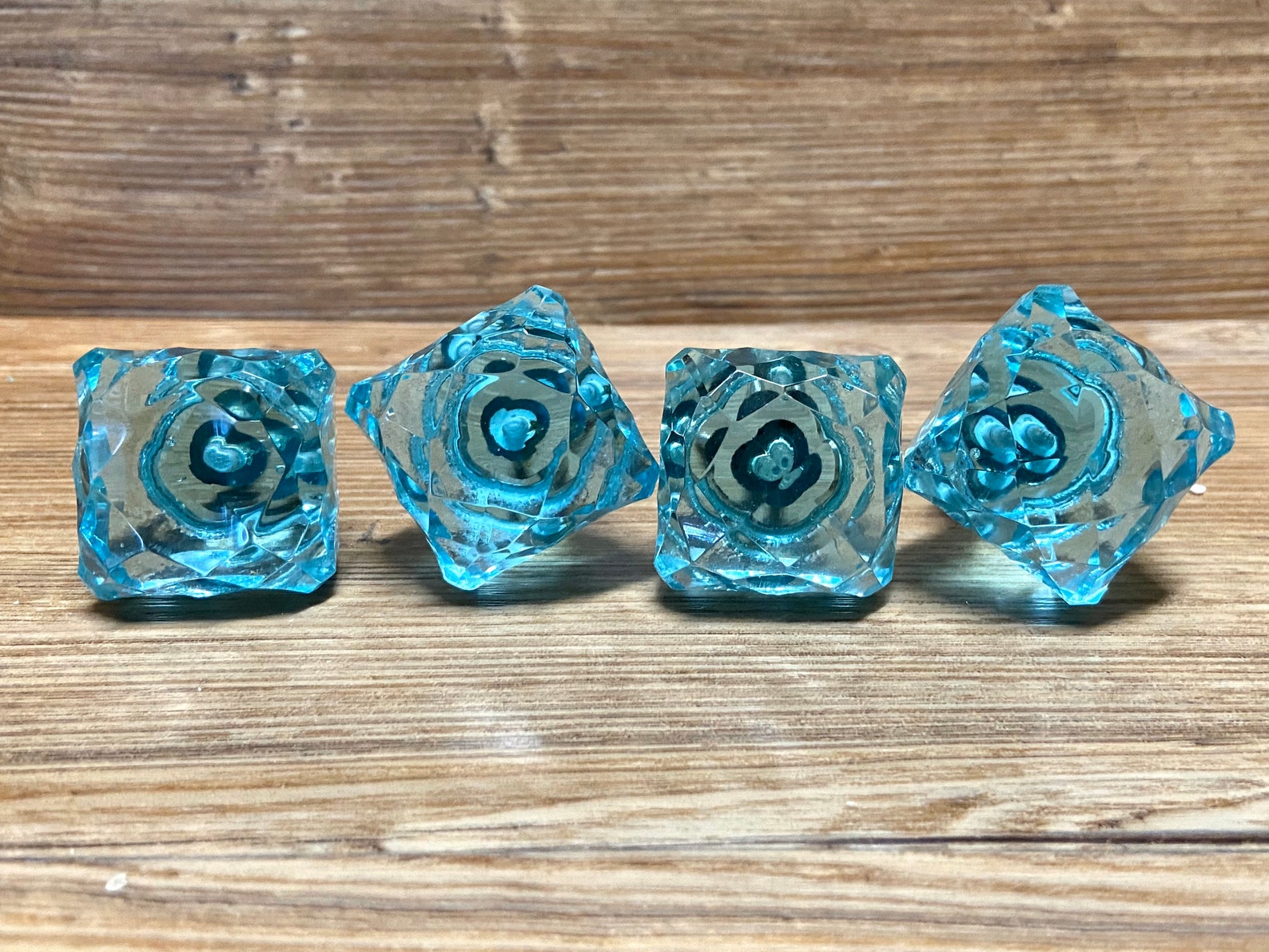 Turquesa Multifacético De Vidrio Cuadrado / Perillas de | Etsy