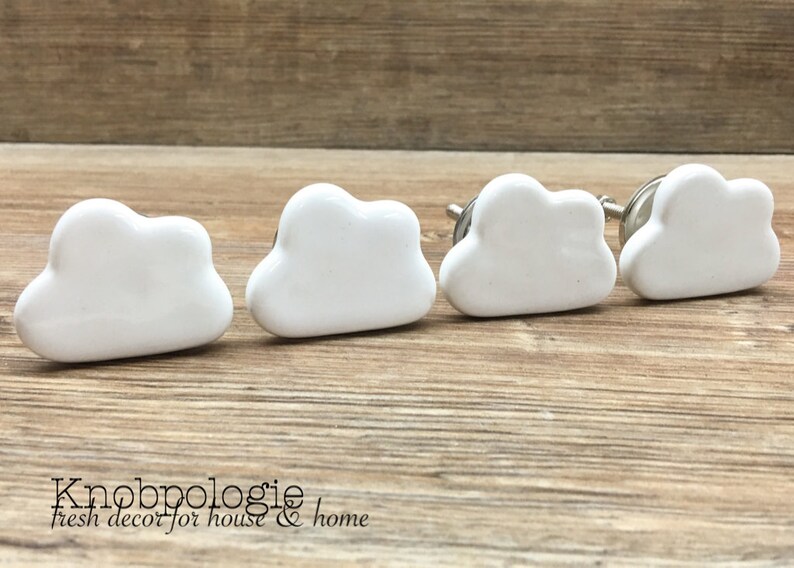 SET Of 8 Cloud Knobs White Ceramic Cloud Dresser Drawer Pull Etsy