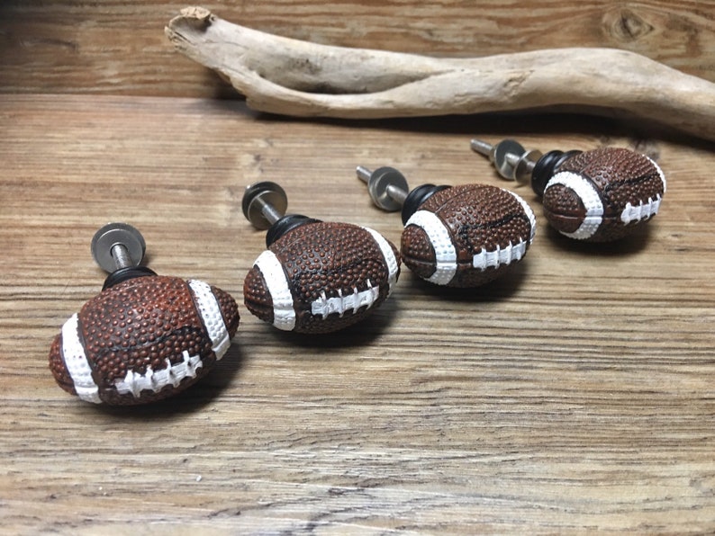 Set of 4 Football Knobs Football Drawer Pull Sports Theme Etsy