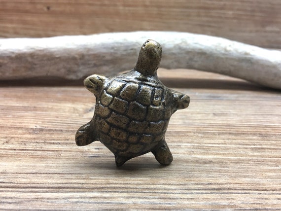Bronze Turtle Drawer Pull Antique Brass Metal Turtle Shell Etsy