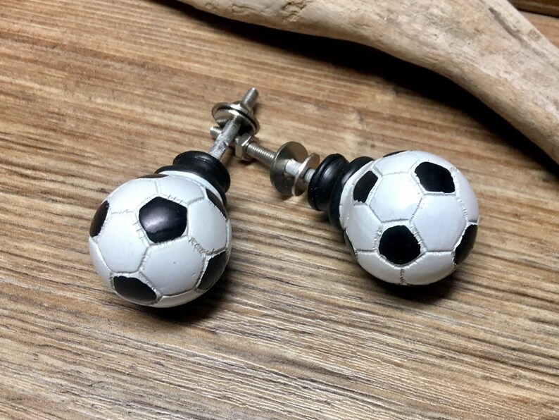 Set of 4 Soccer Ball Knobs Soccer Drawer Pull Sports Theme Etsy