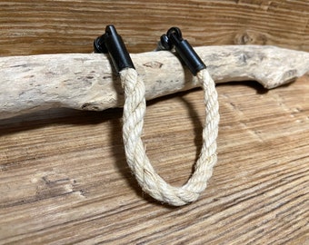 Cream Tan Rope Handle with dark bronze hardware- Adjustable Mounting Length - 9.5" length