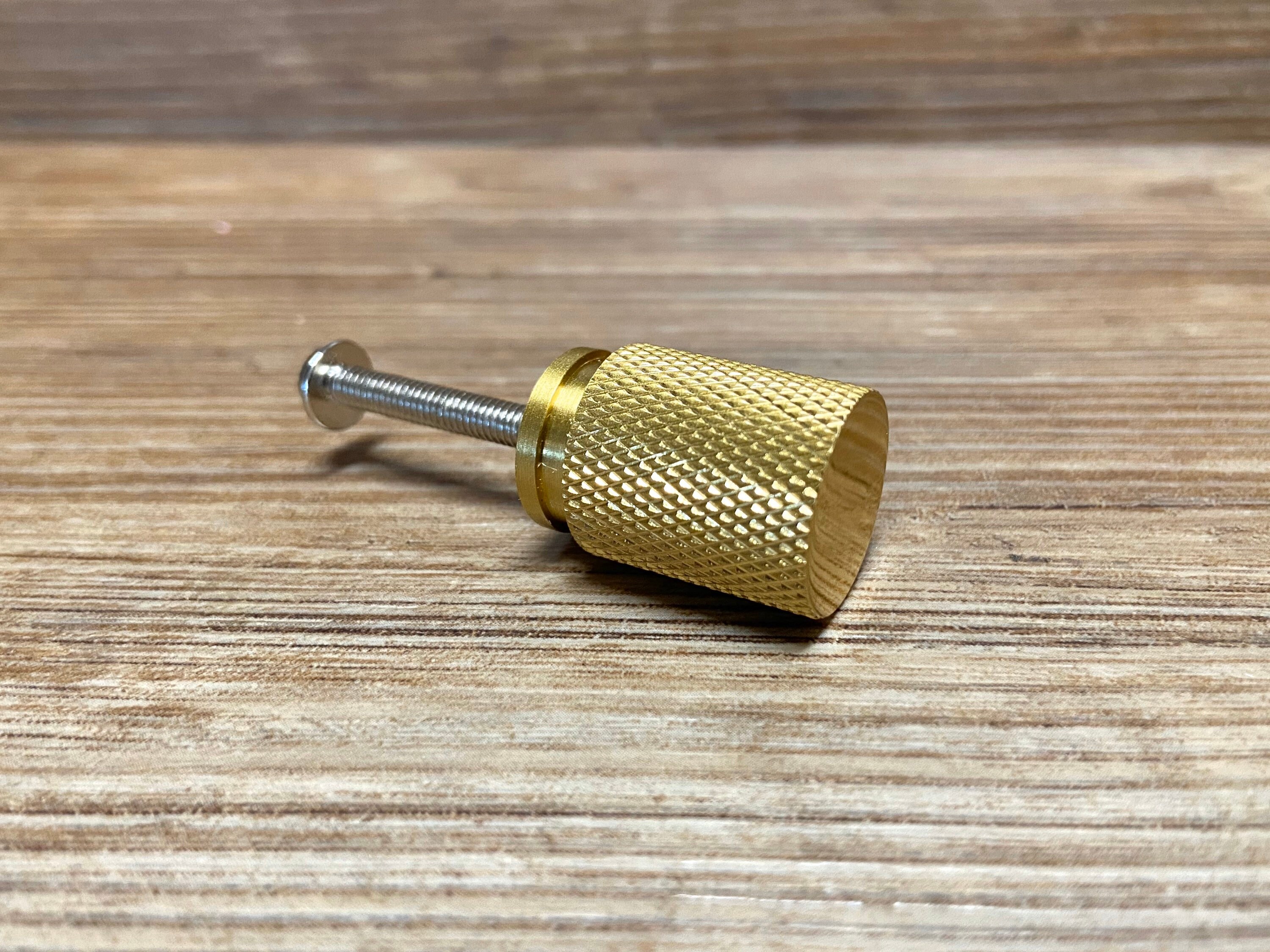 Solid Knurled Brass Peg Knob Gold Metal Kitchen Knob Etsy