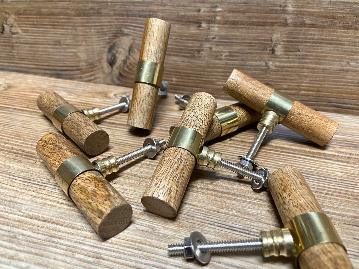 Wood and Brass Loop Drawer Handle Dowel Drawer Pull Etsy