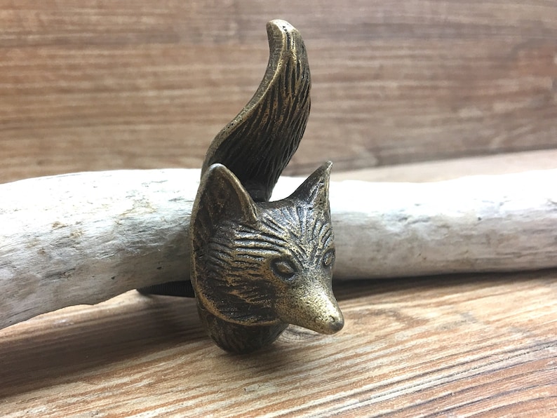 Nature Wildlife Nursery metal Fox Head Drawer Pull Faux Taxidermy Decorative Cabinet SET OF 2 Antique bronze Fox Knobs