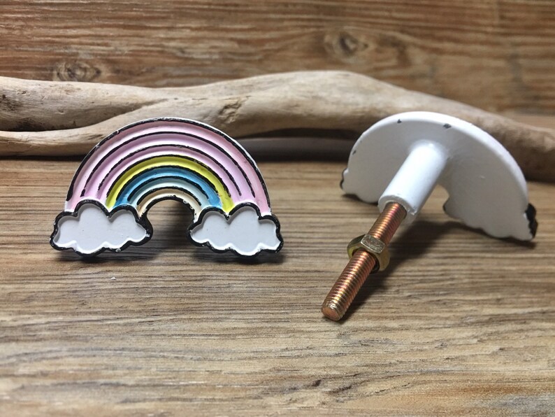 Set of 2 Pastel Rainbow Knobs Rainbow Drawer Pulls Pink Etsy