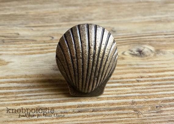 Natural Bronze Clamshell Knob Drawer Pull Sea Shell Clam Etsy