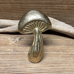 Gold Metal Mushroom Knob - Fungi Mushroom   Cabinet Knob Drawer Pull - Nature Nursery Decor