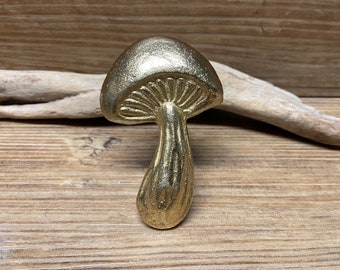 Gold Metal Mushroom Knob - Fungi Mushroom   Cabinet Knob Drawer Pull - Nature Nursery Decor