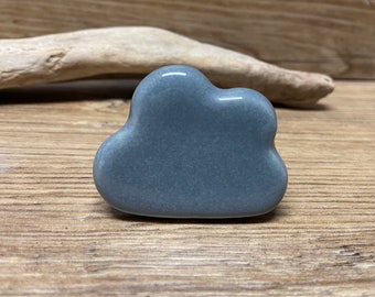 Cloud Knob - Grey Ceramic Cloud Dresser Drawer Pull - Whimsical Cartoon Inspired Cabinet Knob