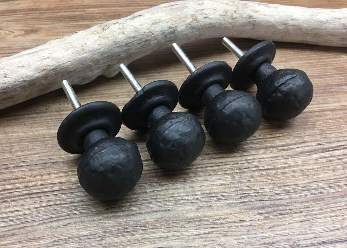 SET OF 2 Black Hammered Round Metal Drawer Pulls with Base Etsy France