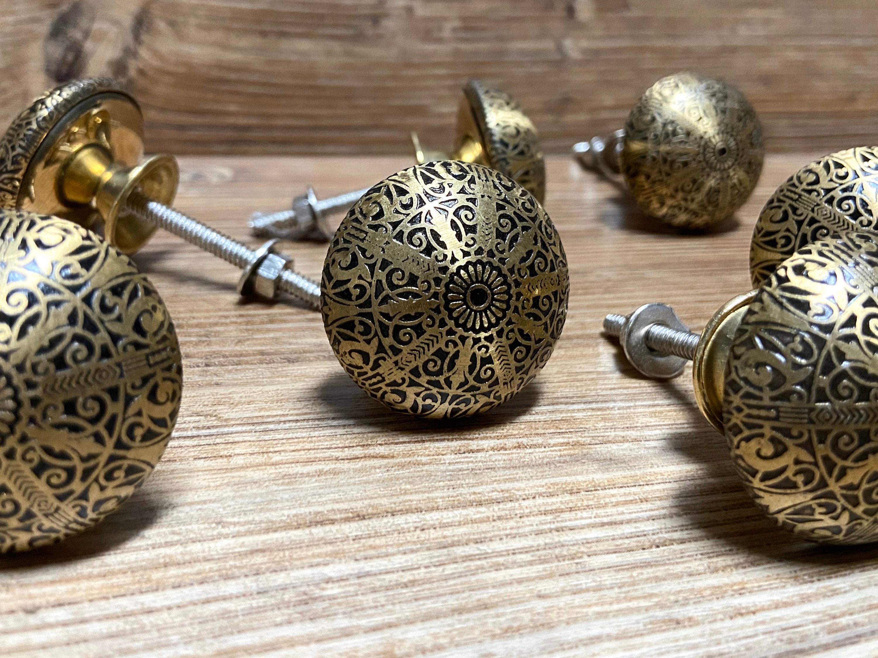 SET of 8 Gold and Black Ornate Knob Drawer Pull Etsy