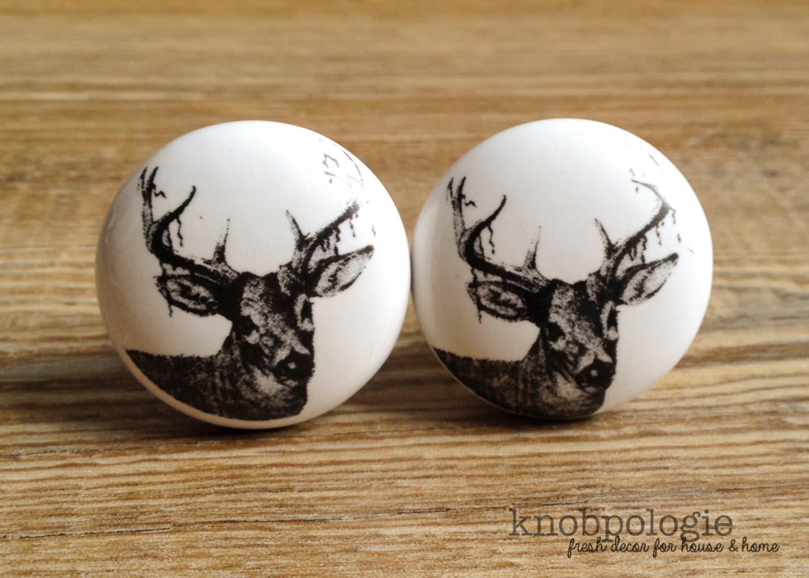 White and Black Deer Antler Knob Nature Buck Forest Theme Etsy