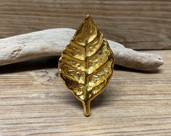 Gold Leaf Knob - Metal Knob - Decorative Drawer Pull - Tree Leaves  - Cabinet Kitchen Decor