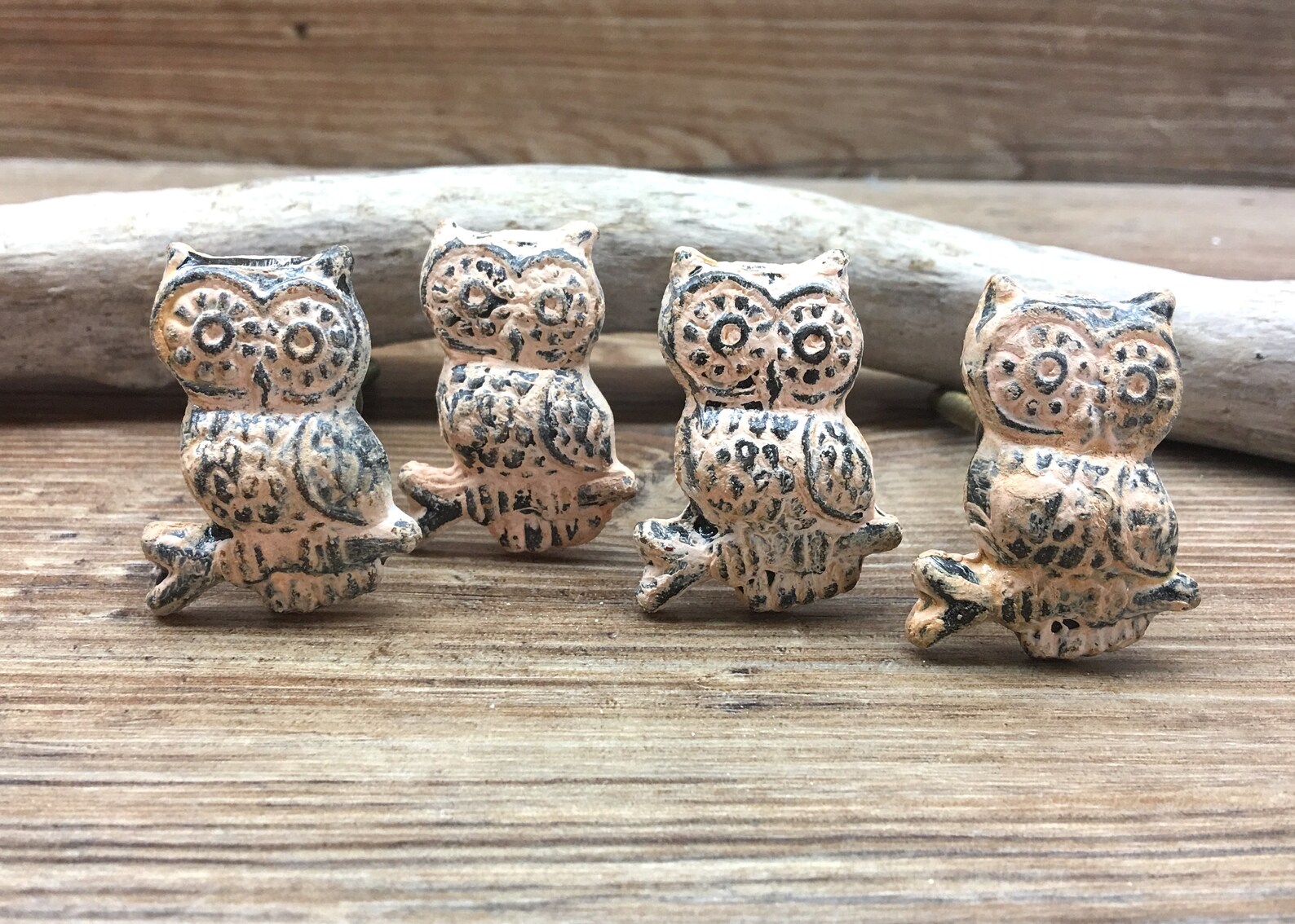SET OF 2 Owl Knobs Distressed Owl Drawer Pulls Etsy