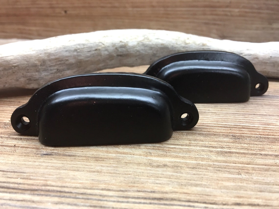 Black Hammered Metal Drawer Pull Natural Rustic Black Etsy