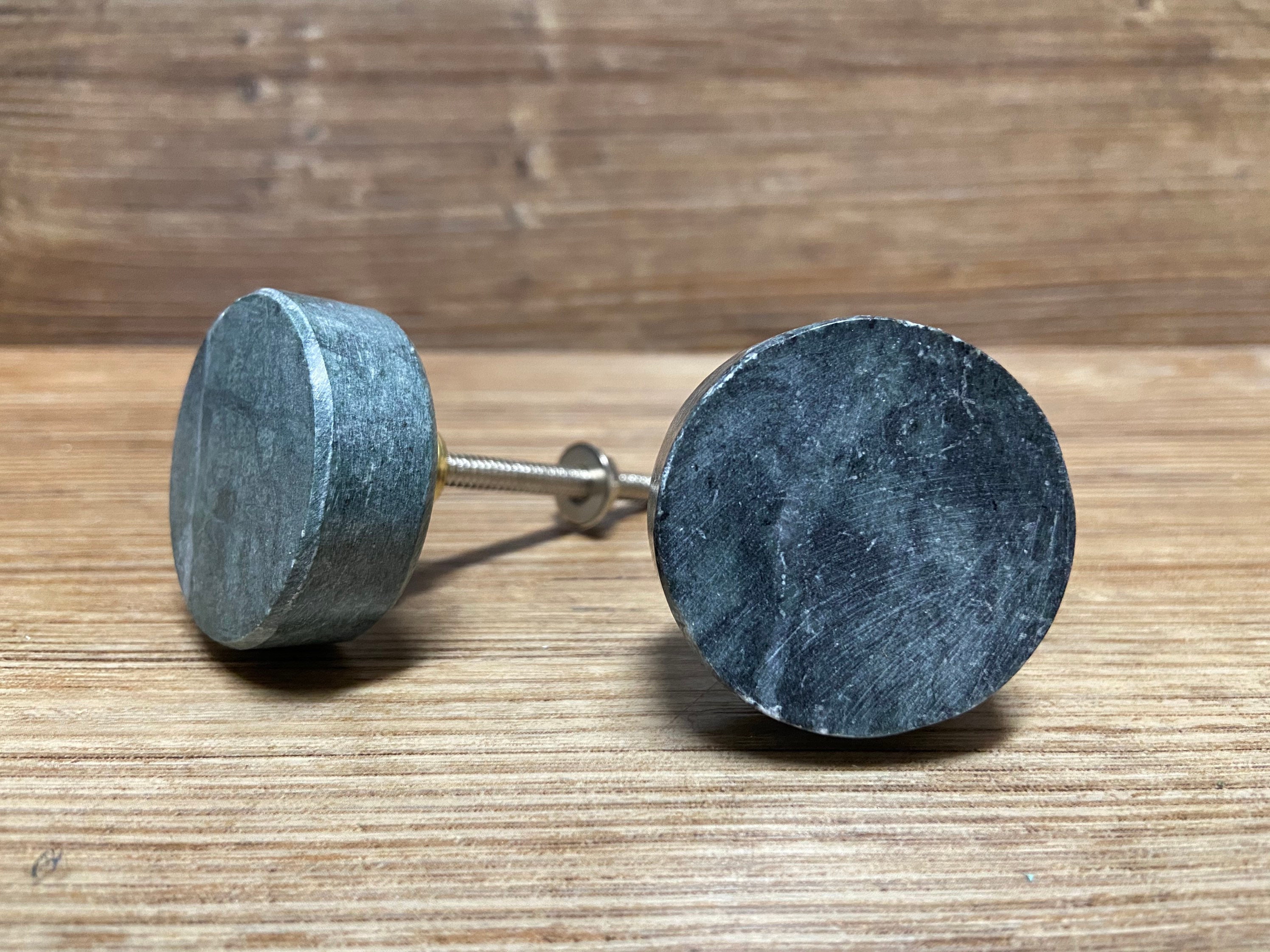 Set of 2 Dark Green Stone Knobs Forest Green Stone Etsy