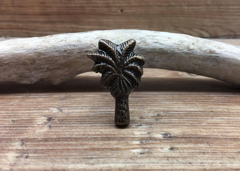 Palm Tree Knob Small Cast Iron Metal Knob Decorative Etsy