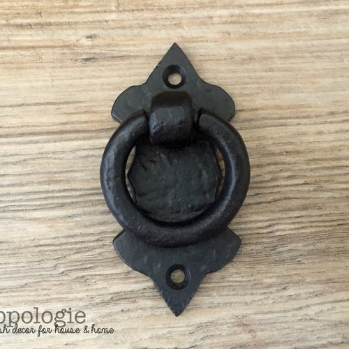 Black Hammered Loop Metal Drawer Pull Natural Rustic Black Etsy