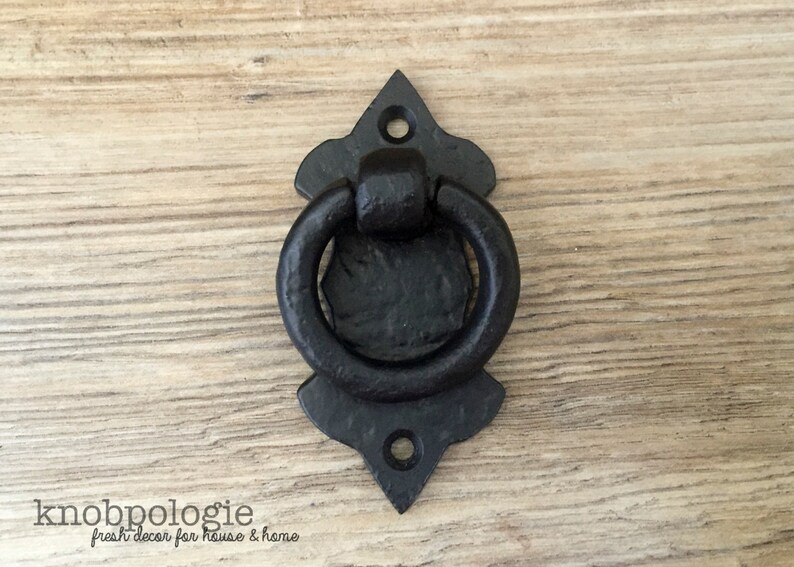 Black Hammered Loop Metal Drawer Pull Natural Rustic Black Etsy