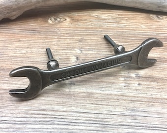 Wrench handle - wrench drawer pull - Carpenter Tools Industrial Garage Mechanic Decor Bronze Metal Drawer Pull - Baby Boy Nursery - Man Cave