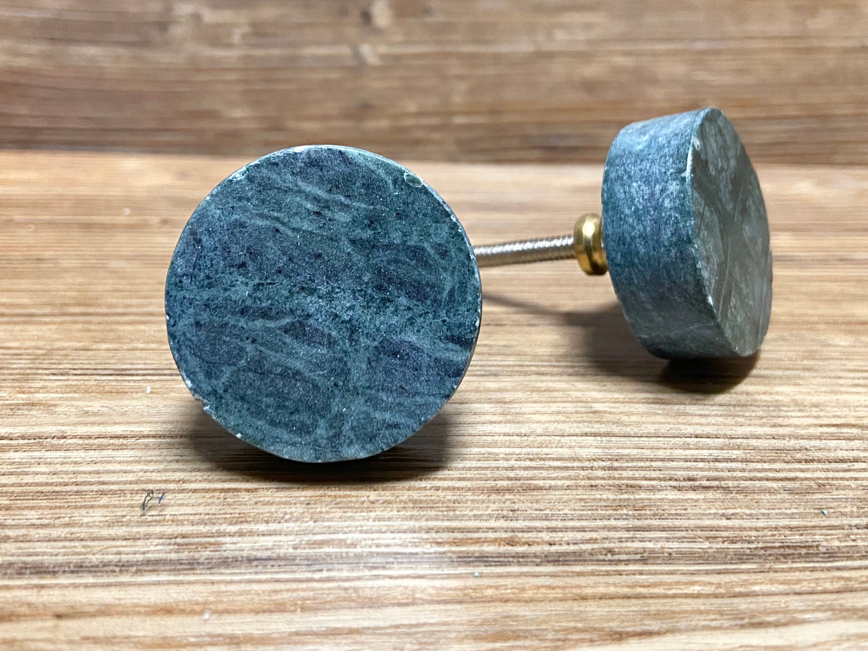 Set of 2 Dark Green Stone Knobs Forest Green Stone Etsy