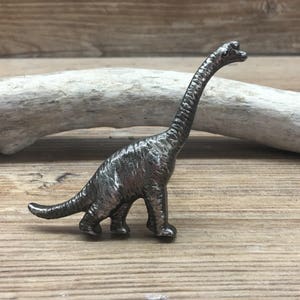 Brachiosaurus Dinosaur Pewter Metal Knobs - Silver Longneck Brontosaurus Dinosaur Jurassic Era Inspired Metal Knob Drawer Pull