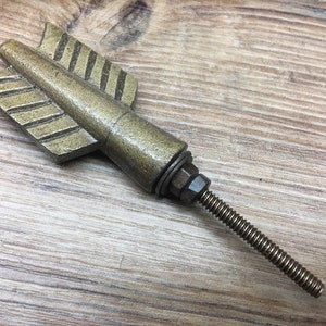Larger Bronze Arrow Fletching Knob -  Rustic Metal Knob  - Furniture Hardware - Native Tribal Western Indian Hunting Nursery Decor
