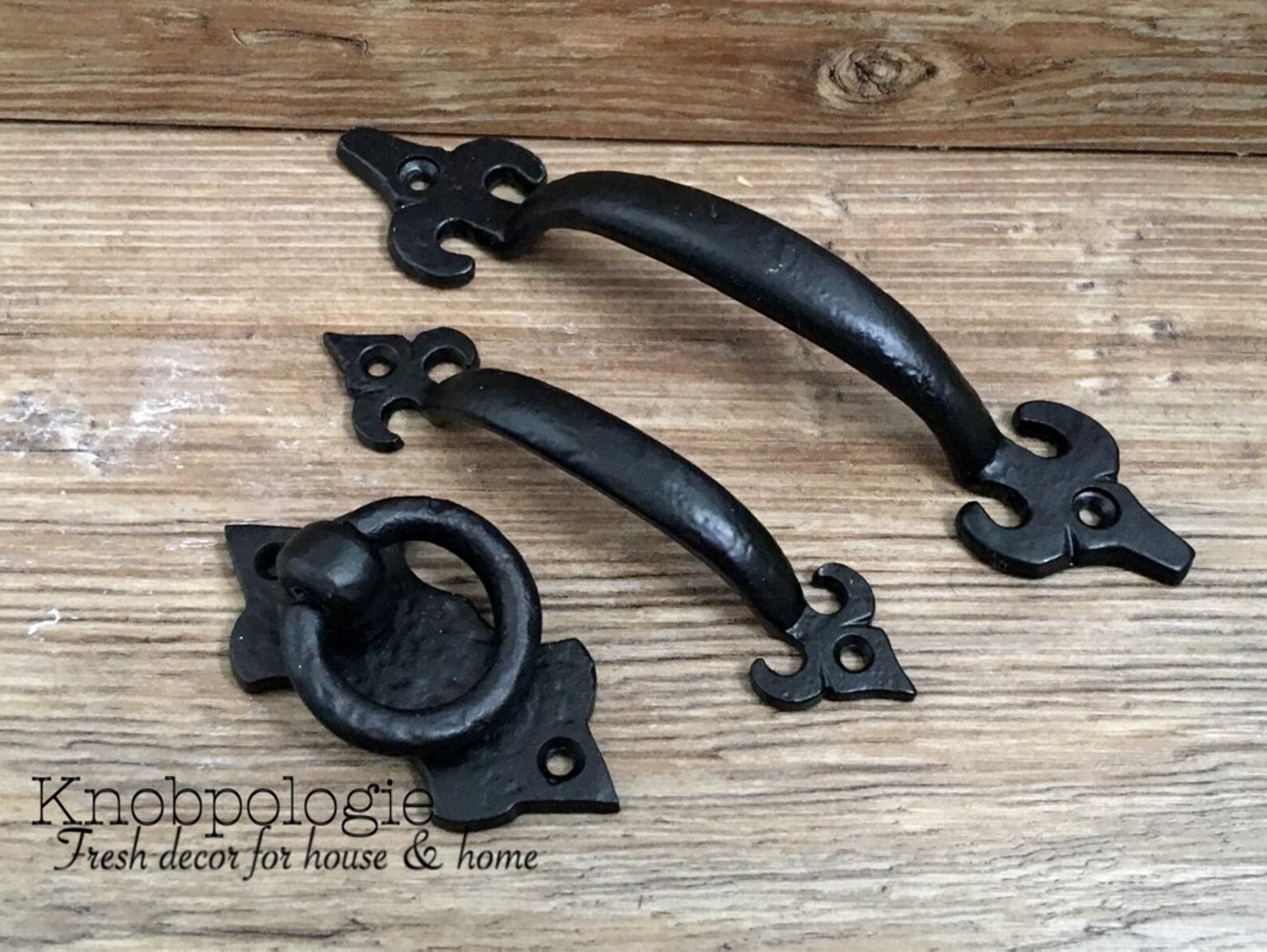 Medium Sized Black Hammered Metal Drawer Pull Natural Etsy