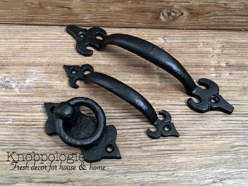 Medium Sized Black Hammered Metal Drawer Pull Natural Etsy