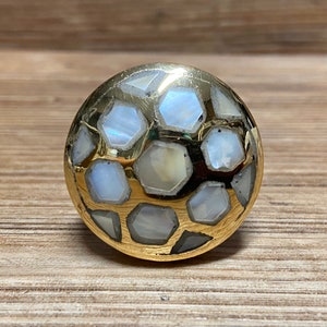 Licht goud en Abalone knop - kleine honingraat lade trekken