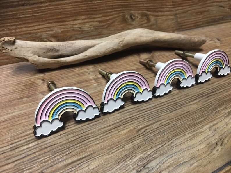 Set of 2 Pastel Rainbow Knobs Rainbow Drawer Pulls Pink Etsy