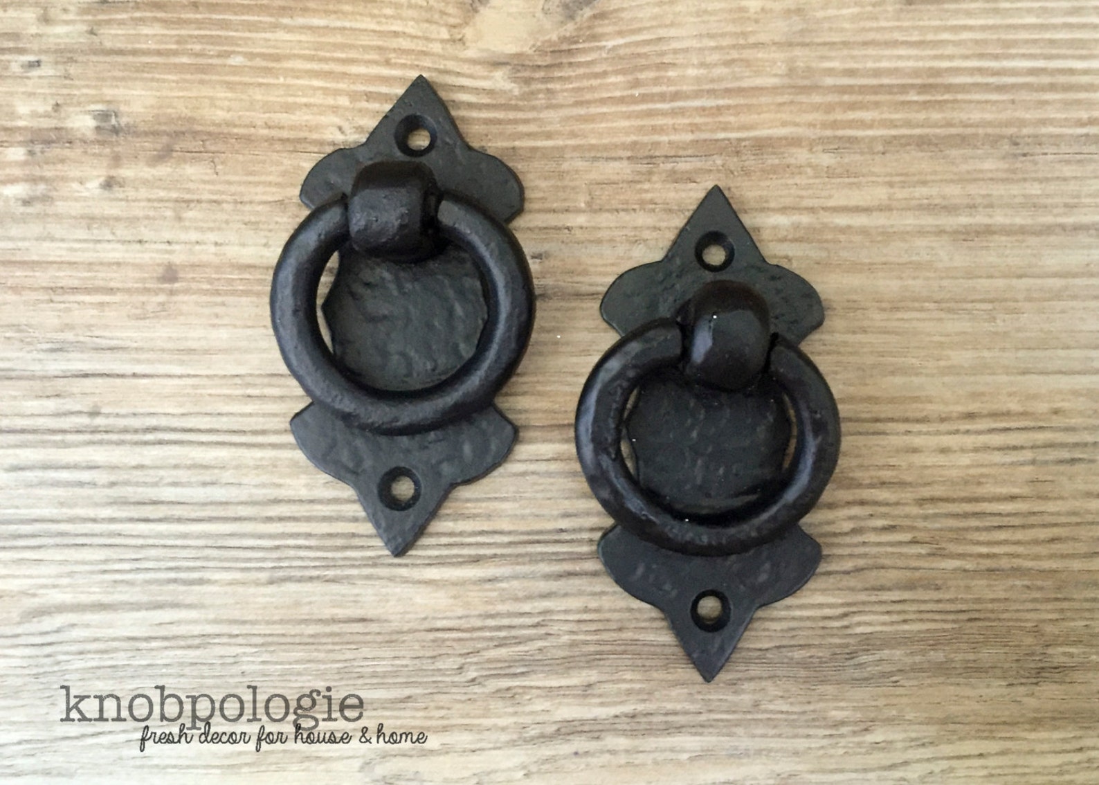 Black Hammered Loop Metal Drawer Pull Natural Rustic Black Etsy