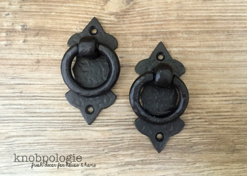 Black Hammered Loop Metal Drawer Pull Natural Rustic Black Etsy