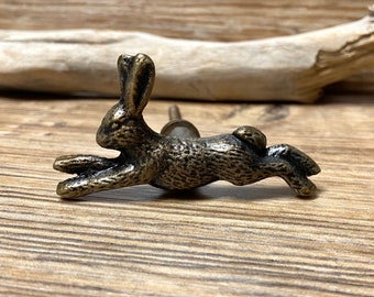 Running Rabbit Bunny Metal Knob - Nature Forest Fairytale Theme - Decorative Bunny Drawer Pull - Nursery