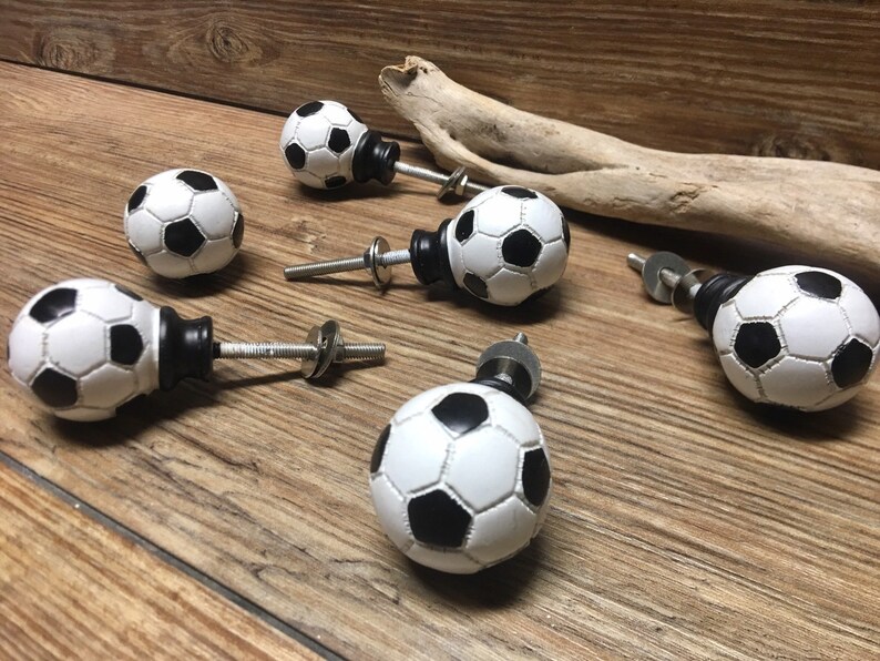 Set of 4 Soccer Ball Knobs Soccer Drawer Pull Sports Theme Etsy