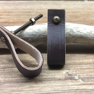 Dark Brown Genuine Leather Loop Drawer Pull Natural Rustic - Etsy