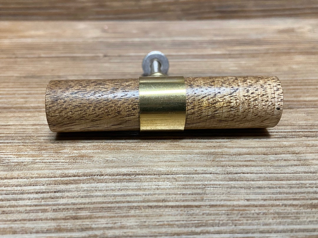 Wood and Brass Loop Drawer Handle Dowel Drawer Pull Natural Wooden Home