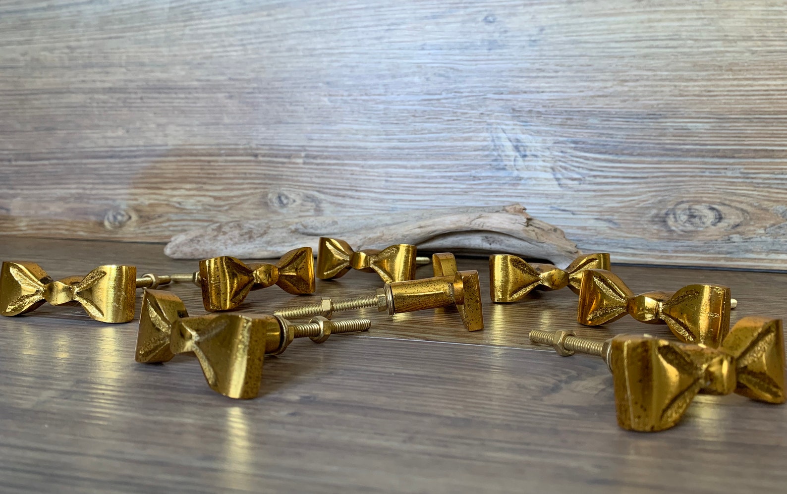Set of 4 Gold Metal Bow Knobs Ribbon Bow Drawer Pull Etsy