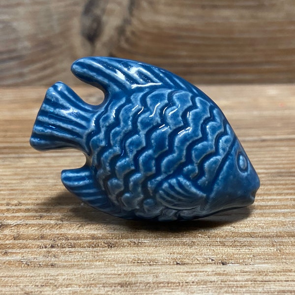 Blue Fish Ceramic Knob - River Theme - Nautical Nursery decor
