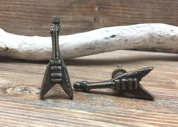 Guitar Knob Musician S Antique Bronze Musical Drawer Etsy