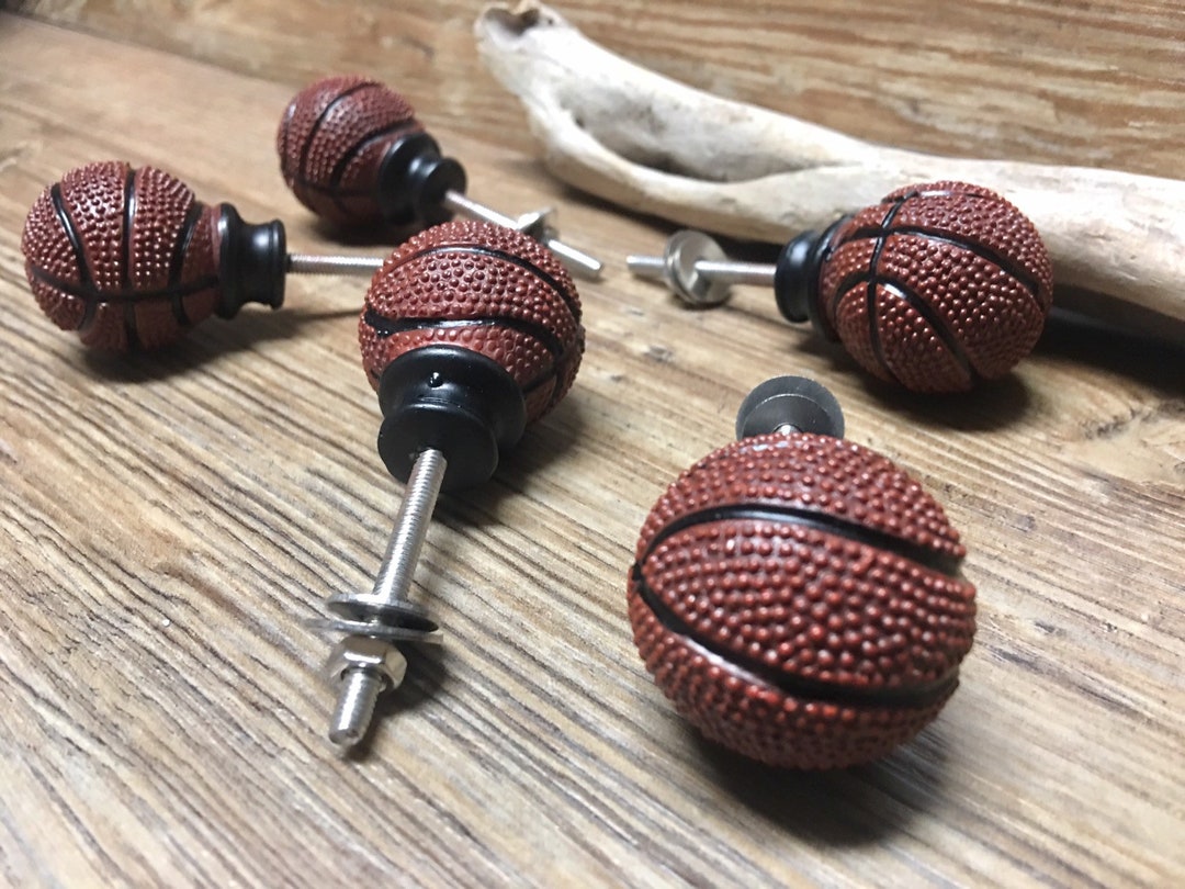 Set of 6 Basketball Knobs Basketball Drawer Pull Sports Theme Dresser