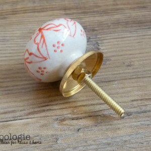 1 5/8 coral y blanco florales cerámica perilla flor | Etsy