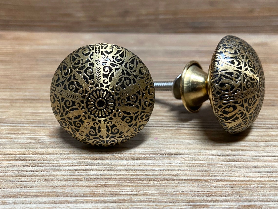 Gold and Black Ornate Knob Drawer Pull Handle Etsy UK