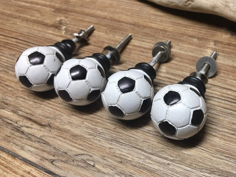 Set of 4 Soccer Ball Knobs Soccer Drawer Pull Sports Theme Etsy
