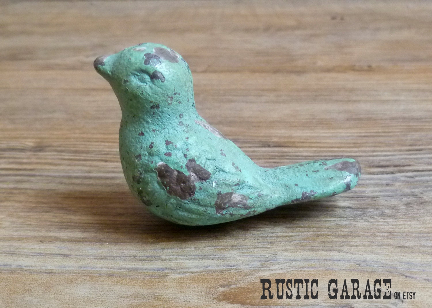 SET OF 2 Blue Green Cast Iron Bird Knob Jade Patina Bird Etsy