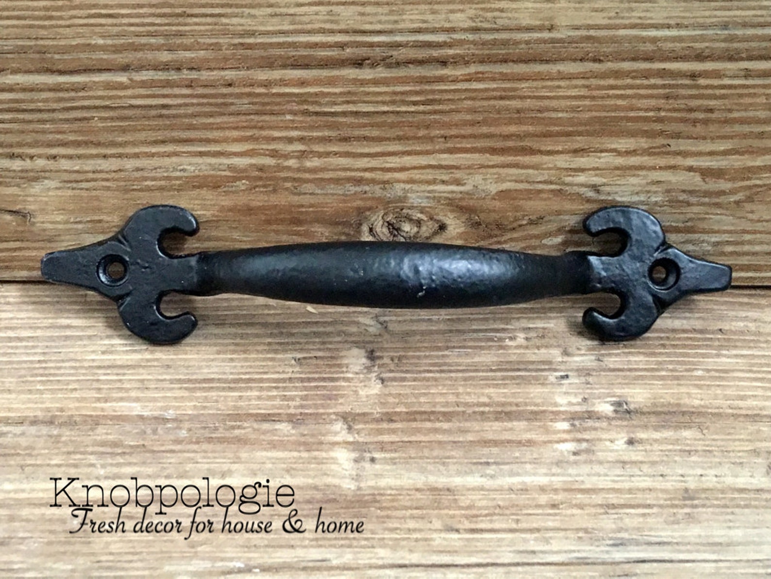 Large Black Hammered Metal Drawer Pull Natural Rustic Etsy