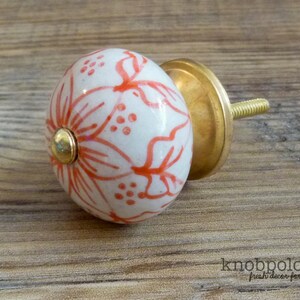 1 5/8 coral y blanco florales cerámica perilla flor | Etsy