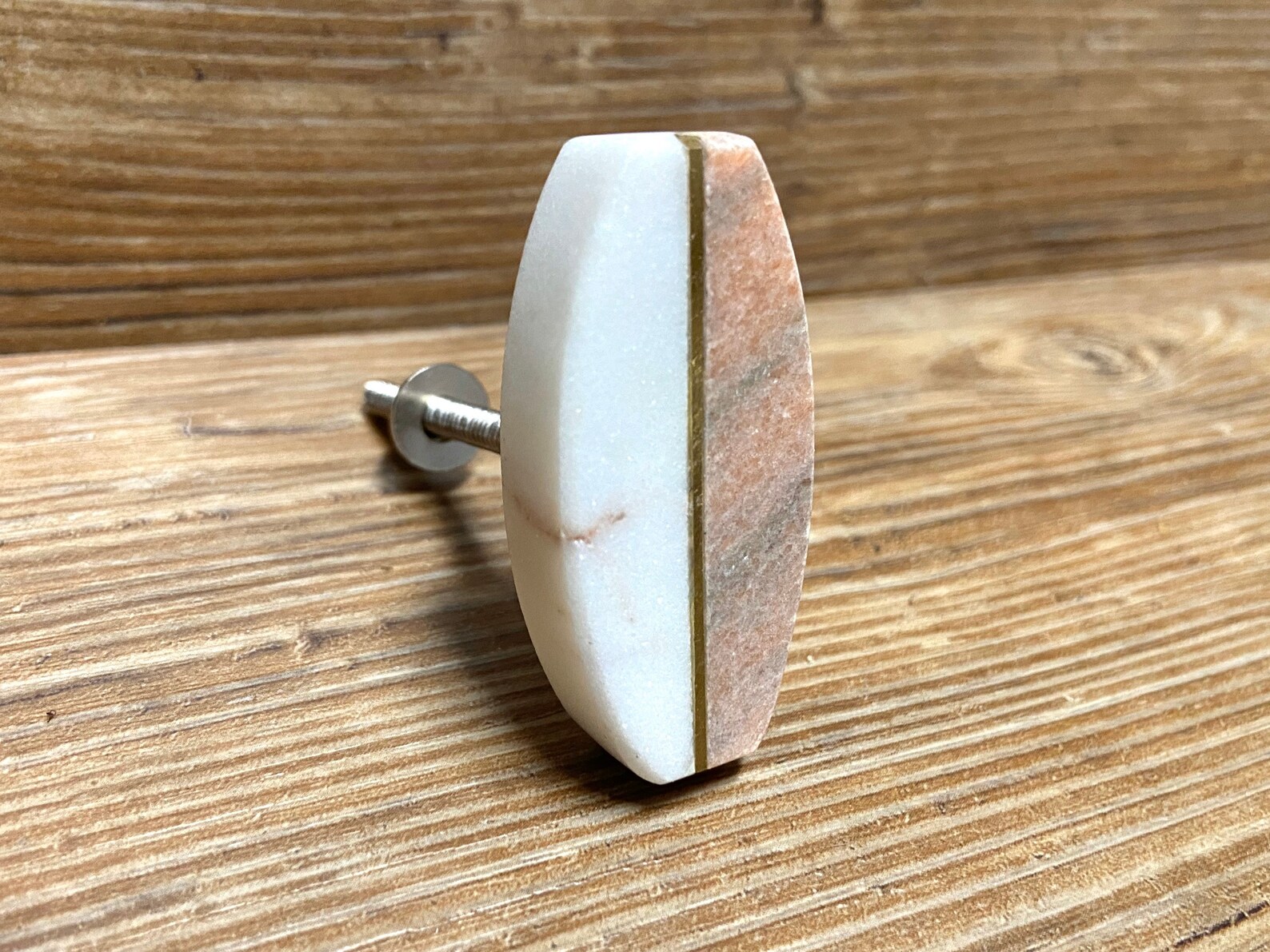 2er Set ovaler Marmorstein und Pink/Grauer Knauf mit | Etsy