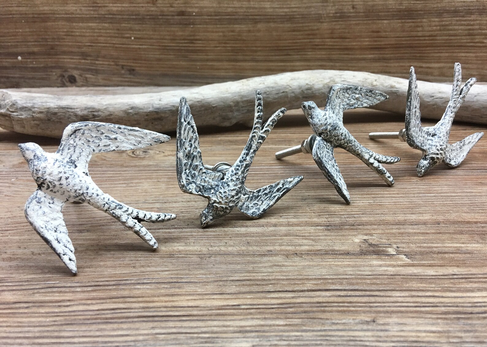 Antiqued White Swallow Knob Metal Flying Swallow Bird Knob Etsy